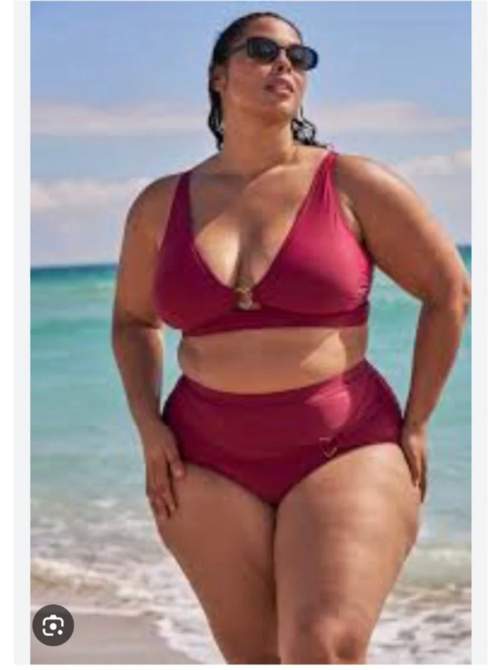 Torrid Red Bikini Swimsuit 5X with Gold Heart Detail nwt beachwear cruise resort - Picture 2 of 10